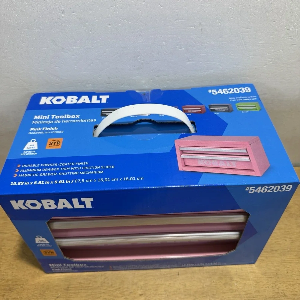 Kobalt Mini 2 Drawer Tool Box Pink Metal Makeup Storage Case 54422 NEW